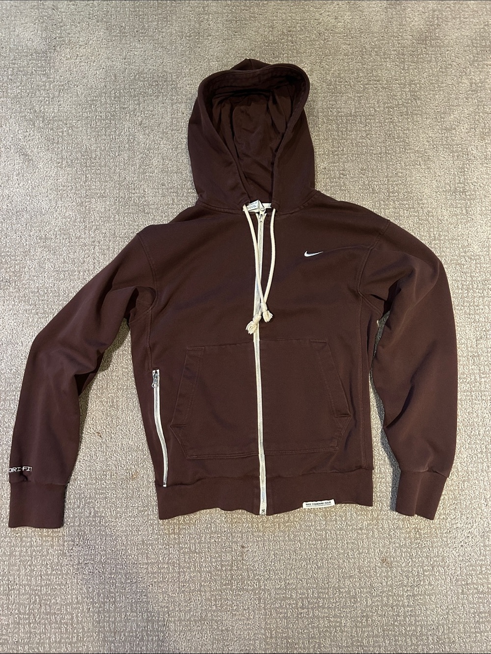 Nike Maroon Full-Zip Hooded Jacket with White Trim